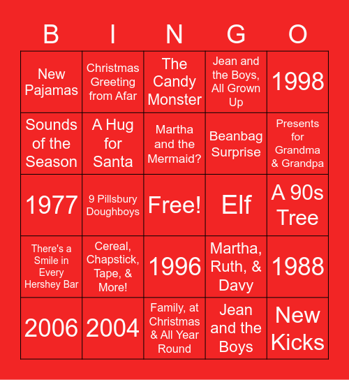 Schneider Christmas Bingo Card