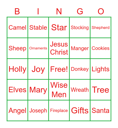 Holiday Bingo Card