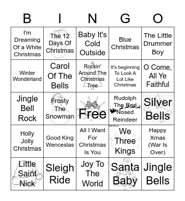 Christmas Carol Bingo Card