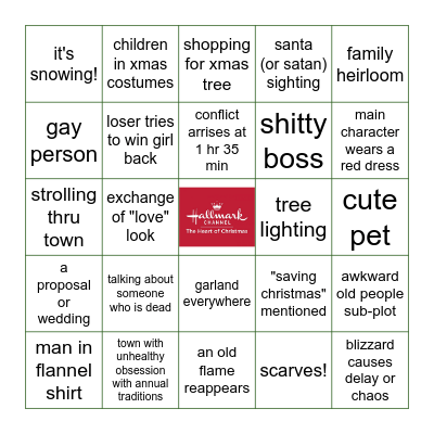 HALLMARK HOLIDAY MOVIE BINGO Card