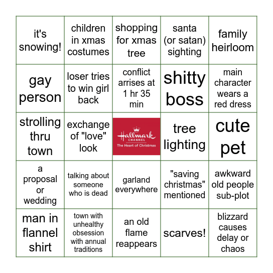 HALLMARK HOLIDAY MOVIE BINGO Card