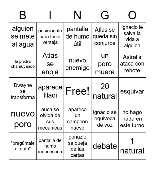 mesa del lol Bingo Card