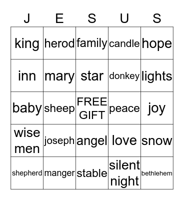 Happy Birthday Jesus Bingo Card