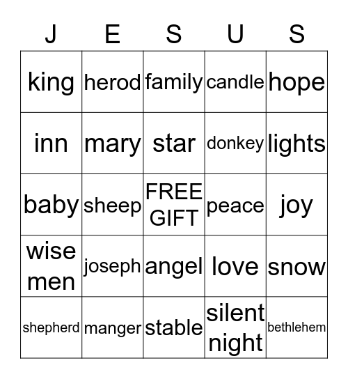 Happy Birthday Jesus Bingo Card