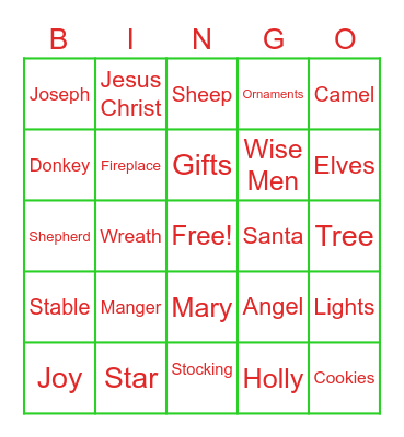 Holiday Bingo Card