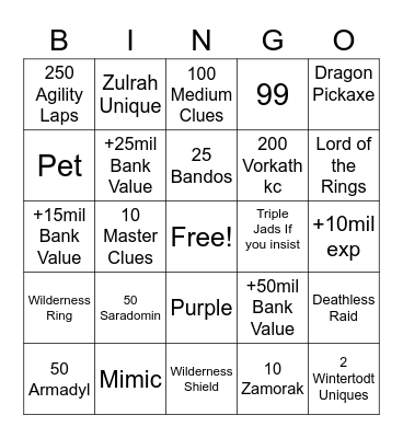 YAHYA OSRS BINGO 2020 Bingo Card