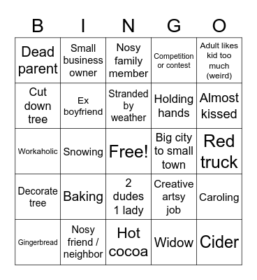 Wholesome Hallmark XMas Bingo Card