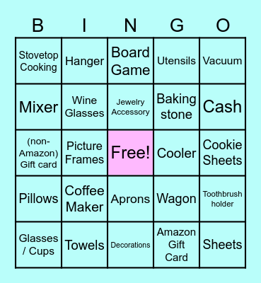 Bridal Shower Gift Bingo Card