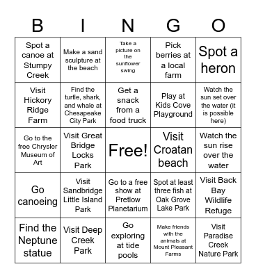 Tidewater Bingo Card