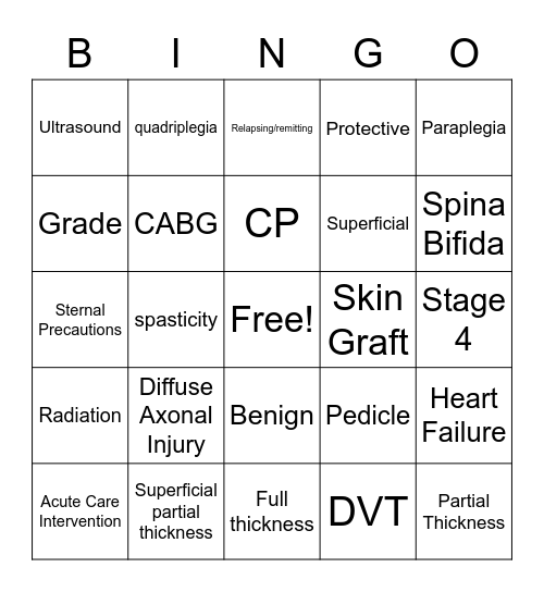 Health Conditions Review Bingo Card