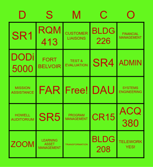 DSMC-O GAME Bingo Card
