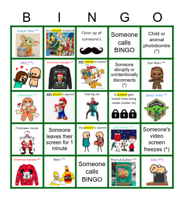 Virtual Present Adult Gift Exchange Bingo Card