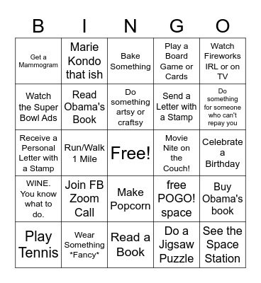 FB 2020 BINGO! Bingo Card