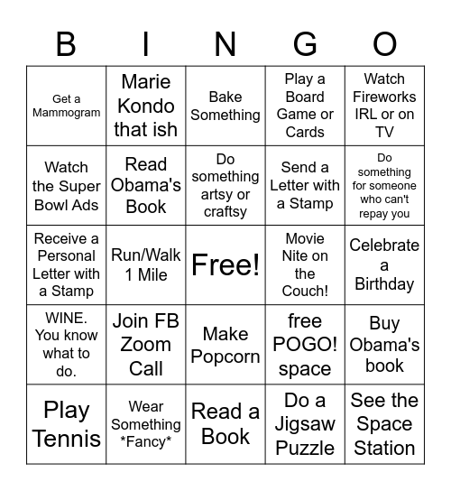 FB 2020 BINGO! Bingo Card