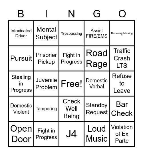 DISPATCH BINGO Card