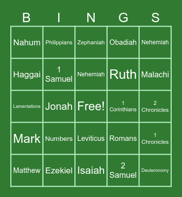 HOP MODIFIED BINGO Card