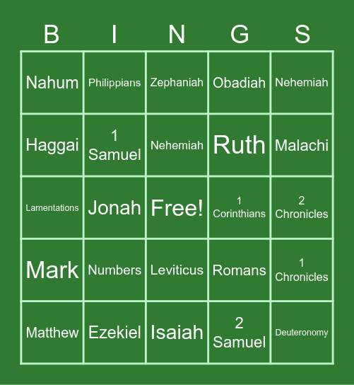 HOP MODIFIED BINGO Card