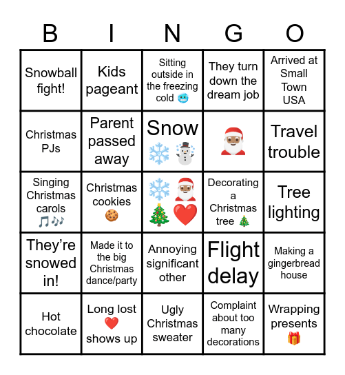 🎄 Hallmark Christmas Movie Bingo 🎄 Bingo Card