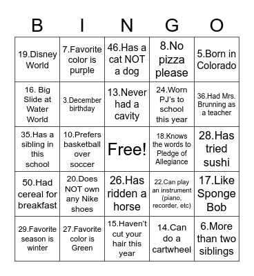 FINS Assembly Bingo Card