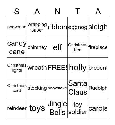 SANTA  BINGO Card