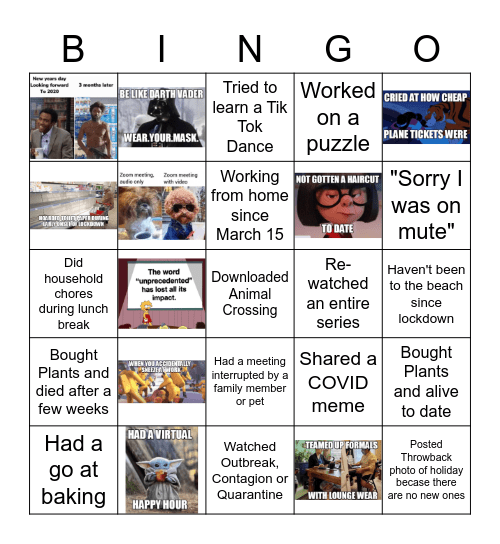 VIRTUAL SOCIAL 2020 Bingo Card