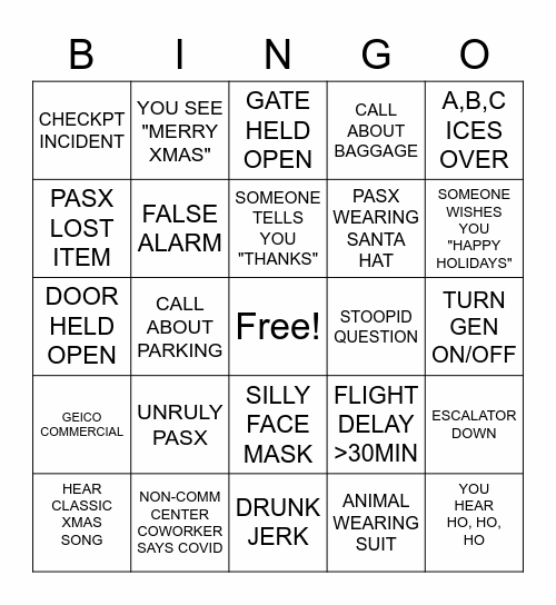 CHRISTMAS Bingo Card