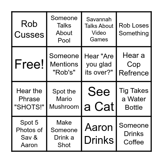 Graduation Party Bingo Card