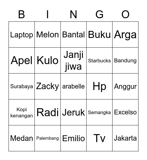 Untitled Bingo Card