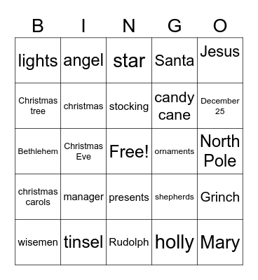 Christmas Bingo Card