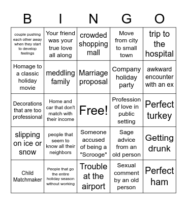 Holiday Movie Bingo Card