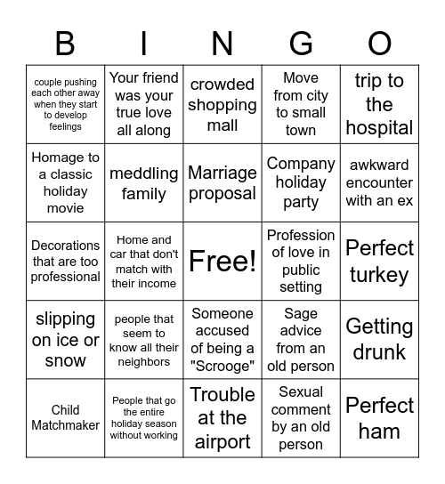 Holiday Movie Bingo Card