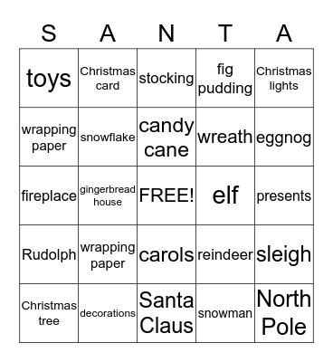 SANTA  BINGO Card