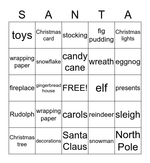 SANTA  BINGO Card