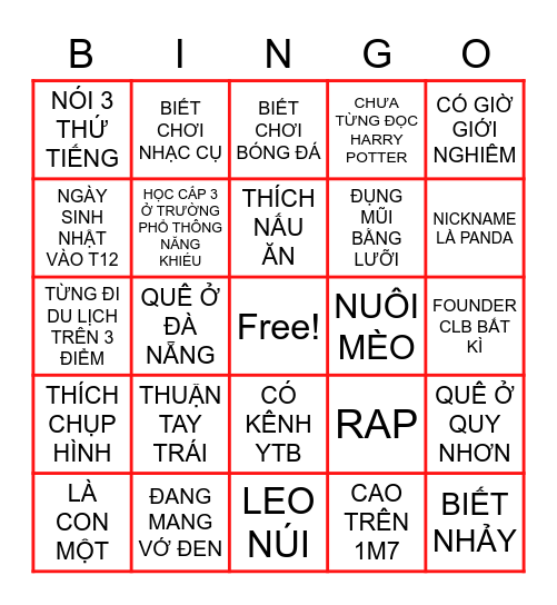 An Binh Bingo Card