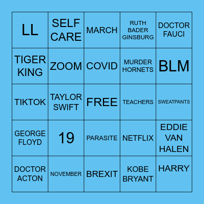 2020 BINGO! WHAT A YEAR! Bingo Card