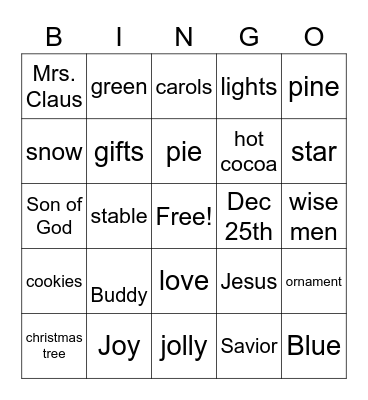 Christmas Bingo Card