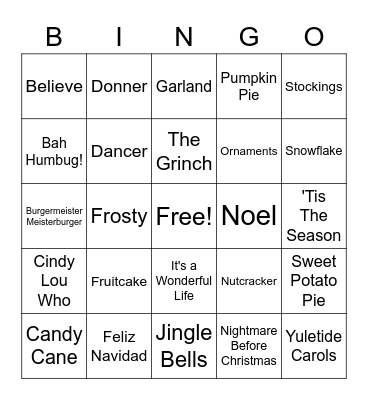 Lisa's Christmas Bingo Card