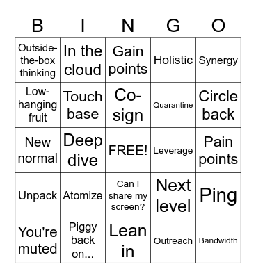 2020 Lingo Bingo Card