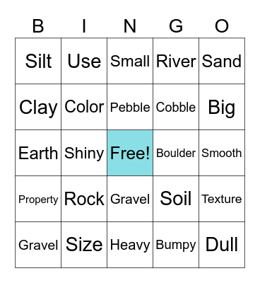 Rocks Bingo Card