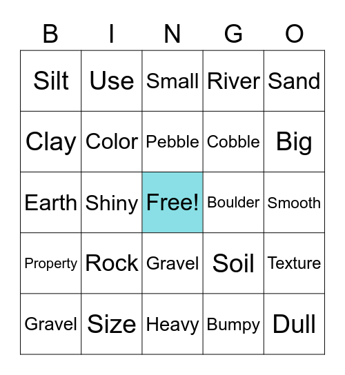 Rocks Bingo Card