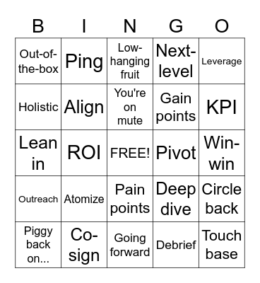 2020 Lingo Bingo Card