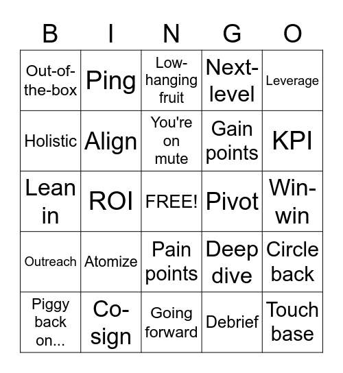 2020 Lingo Bingo Card
