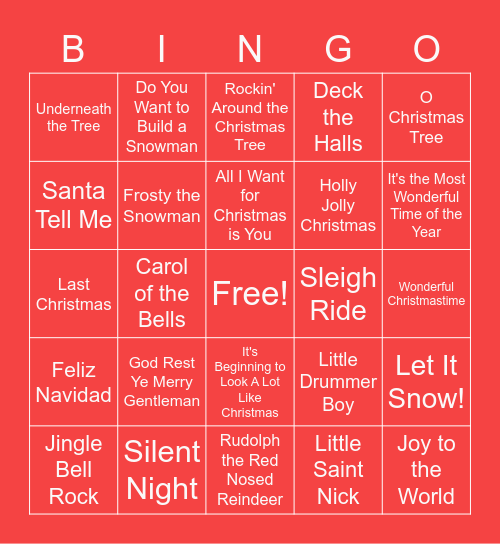 Holiday Songs! Bingo Card