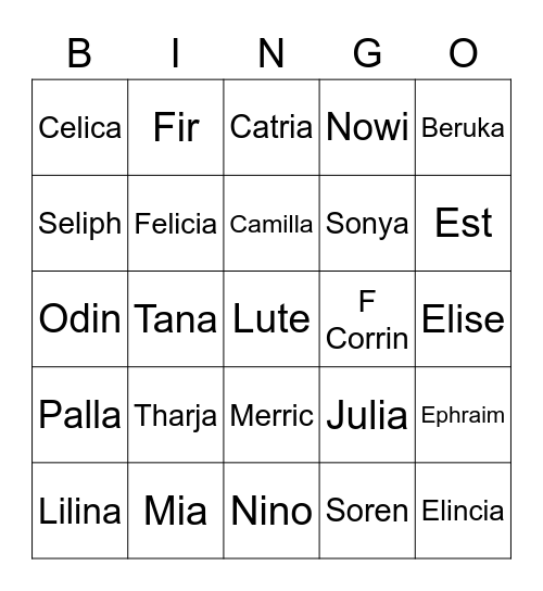 Resplendents 2021 Bingo Card