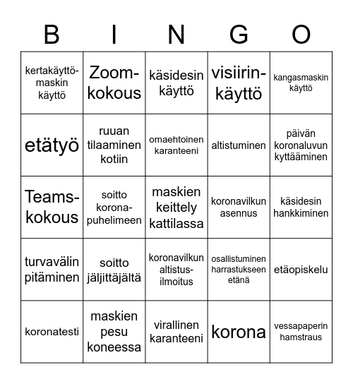 Koronabingo Card