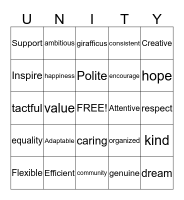 Excellence Bingo Card