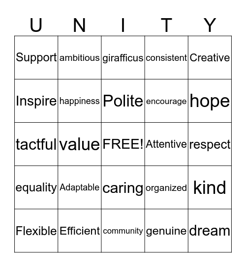 Excellence Bingo Card