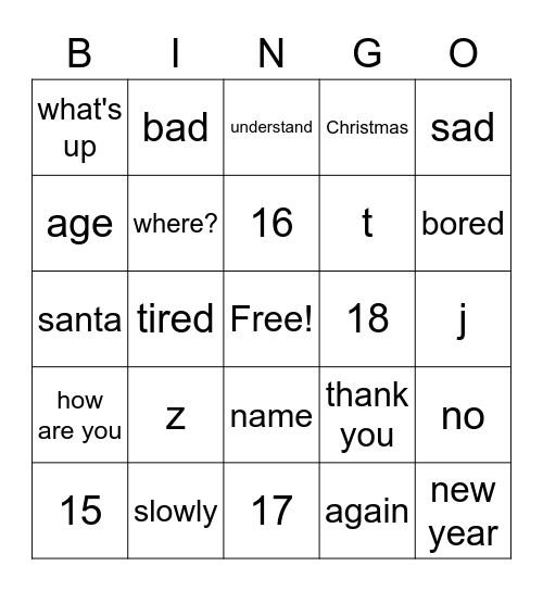 Sign Language Club Review Bingo Card