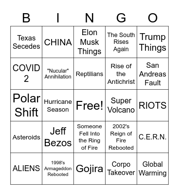 End of the World Bingo! Bingo Card