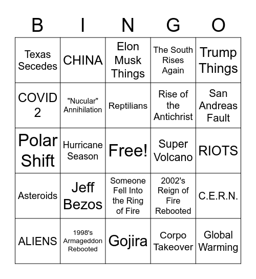 End of the World Bingo! Bingo Card